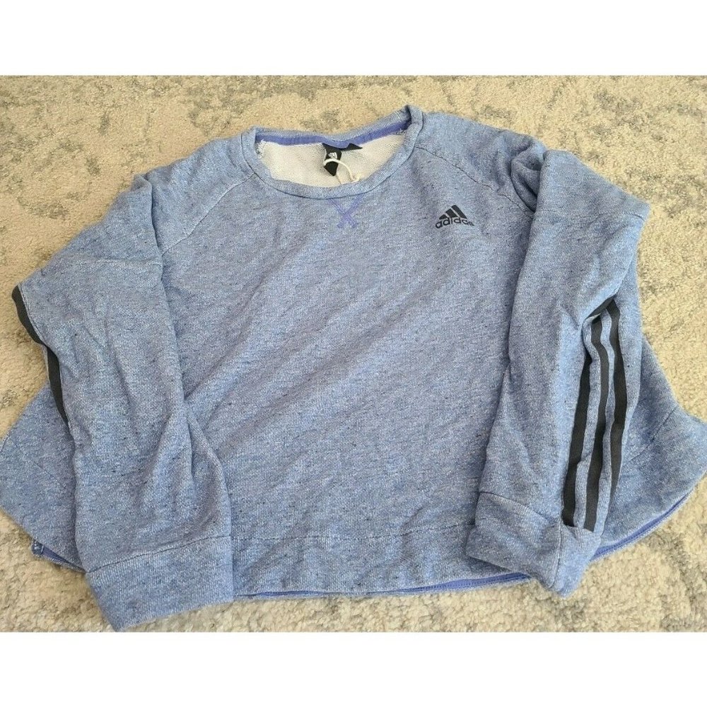 Adidas Women LG Long Sleeve blue Crop Sweatshirt
